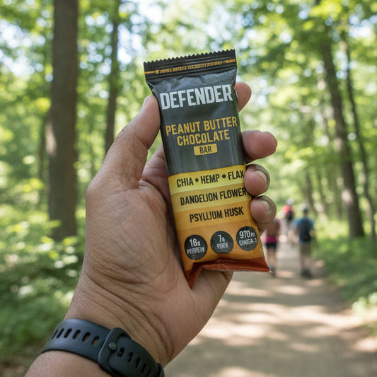 Defender bar with chia, hemp, flax and dandelion
