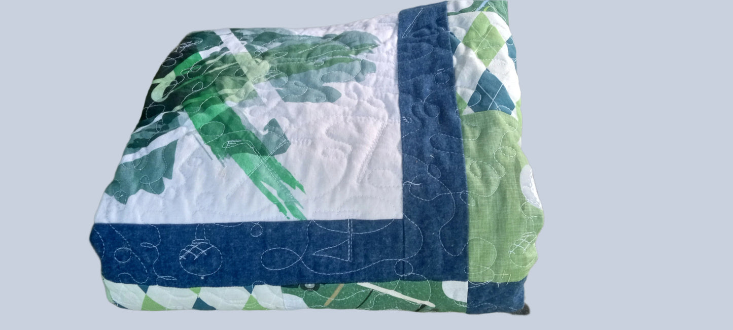 (141) On the Green, Golf-Themed Lap Quilt – 43" x 43