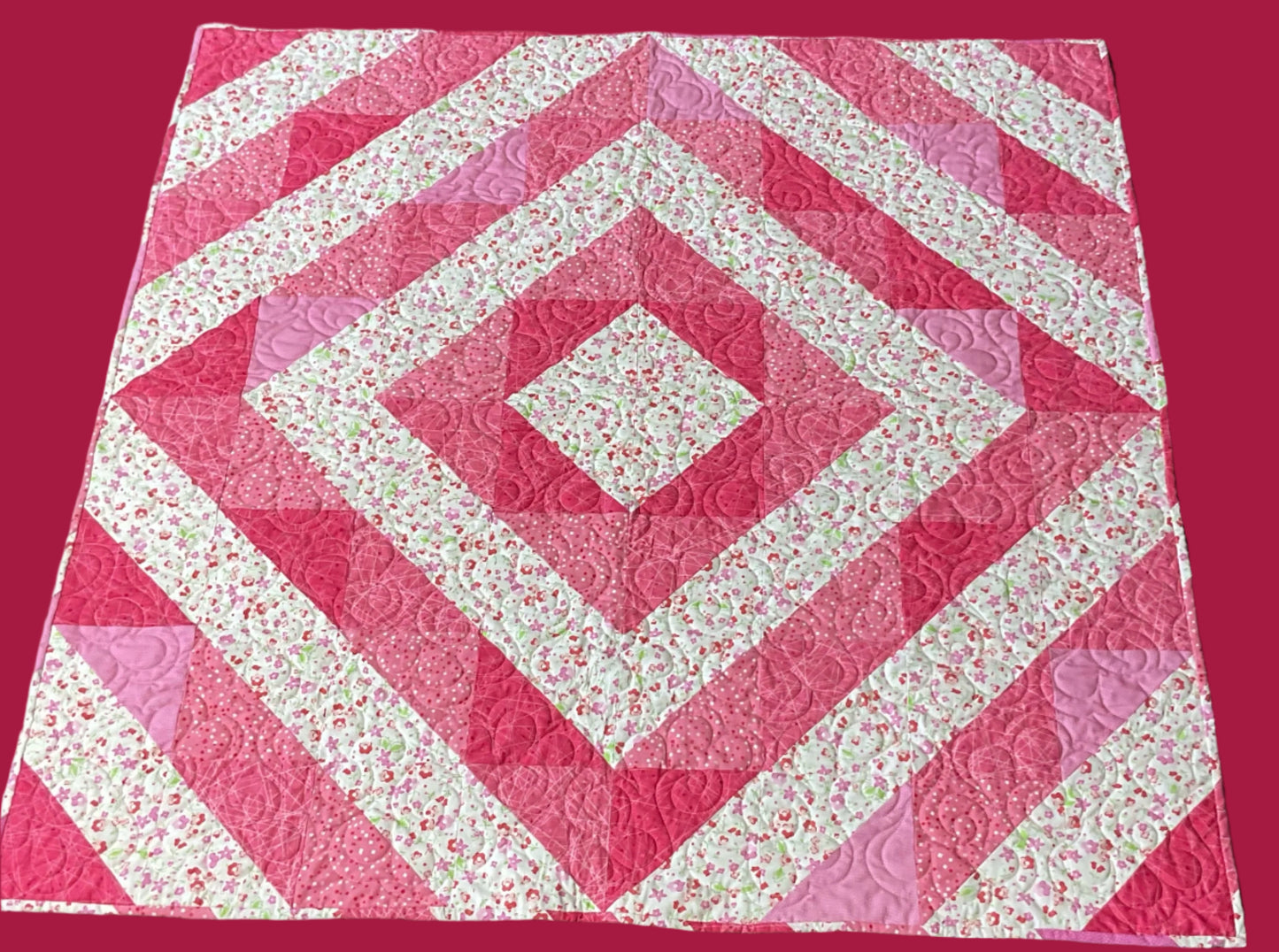 (503) Bright Pink Baby Quilt 46" x46"