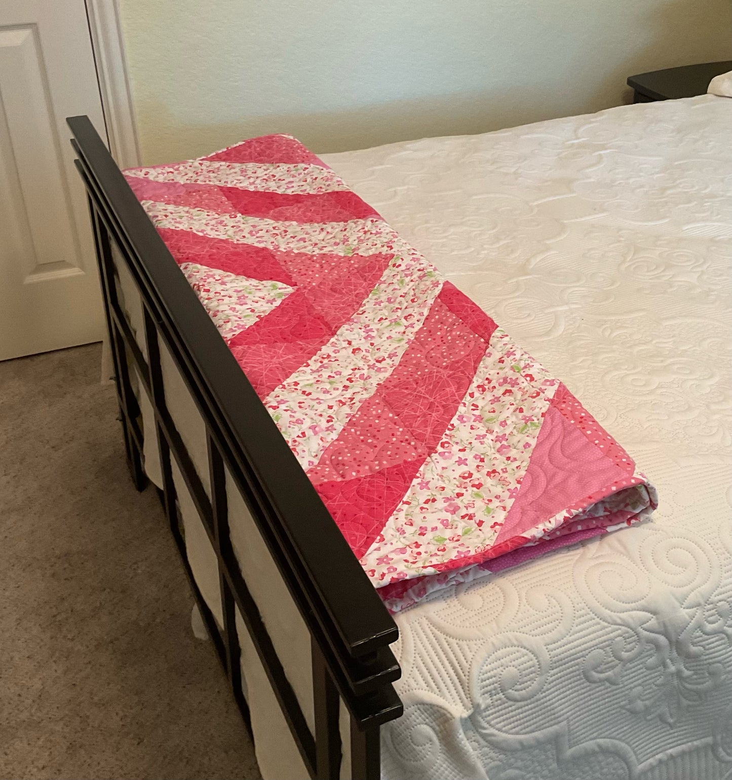 (503) Bright Pink Baby Quilt 46" x46"
