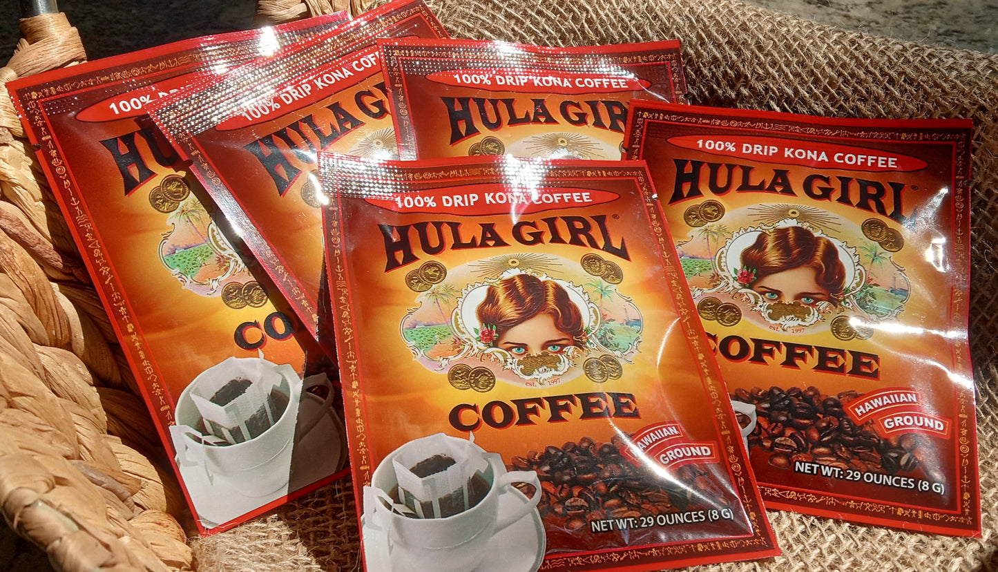 Hula Girl Kona Coffee Drip Packs – 8 Count