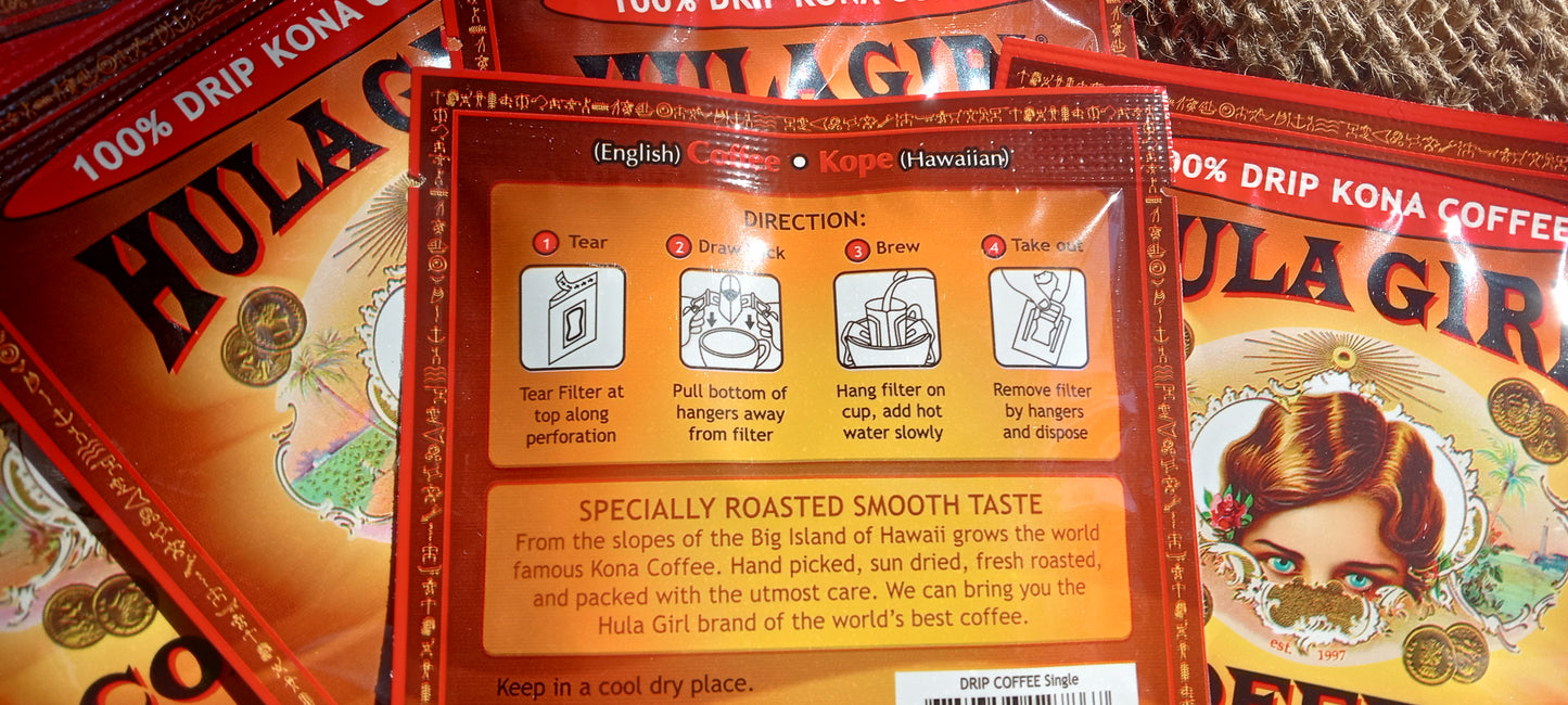 Hula Girl Kona Coffee Drip Packs – 8 Count