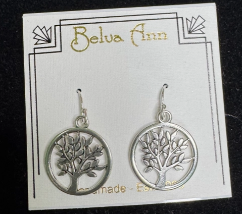 (152) Belva Ann Silver Tree Earrings