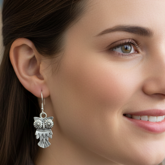 Belva Ann Owl Charm Earrings