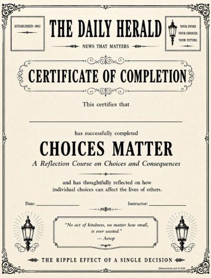 CHOICES MATTER: A Reflection Course on Choices and Consequences