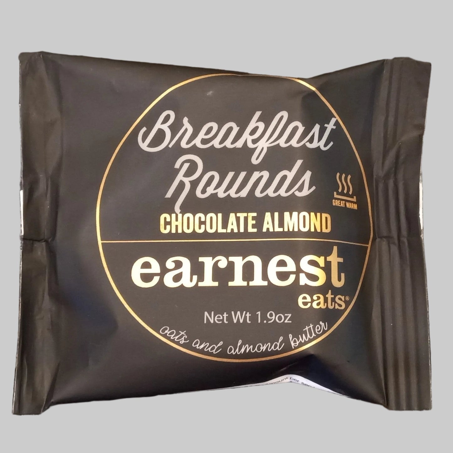 Dark chocolate almond package on a granite countertop