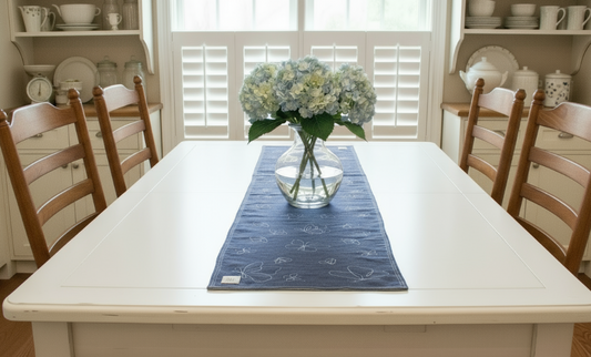 Denim and Watercolor Placemat and Table Runner Set