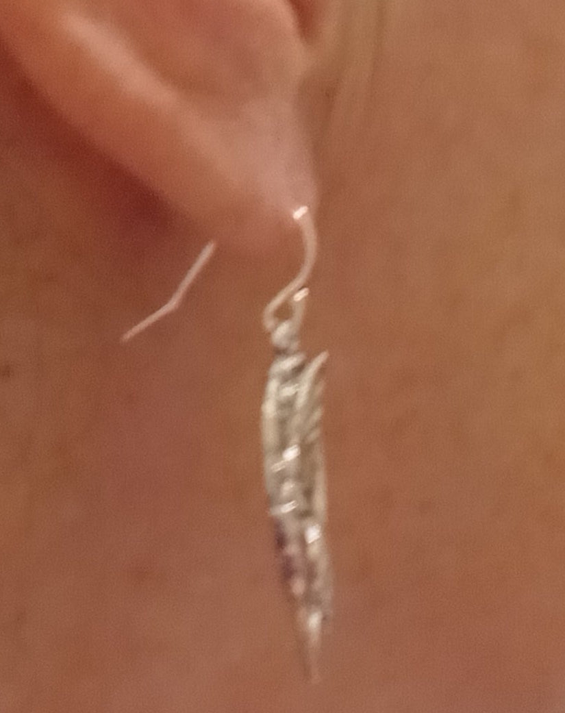 (150) Belva Ann Silver Hummingbird Drop Earrings