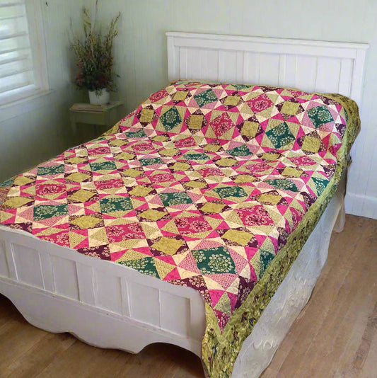 Vibrant Modern Geometric Throw Quilt 63"x78"