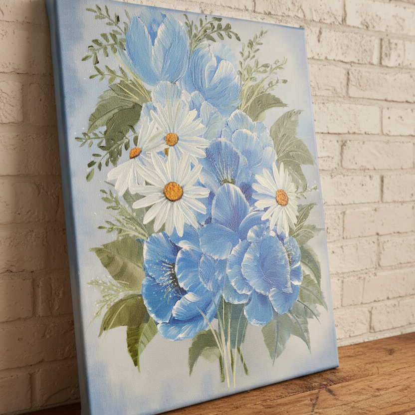 Blue Garden romantic floral painting