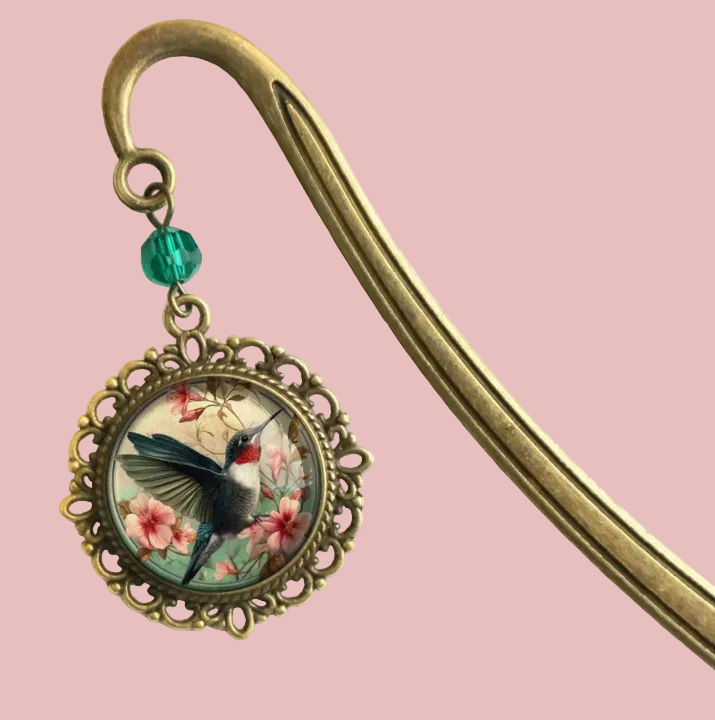 Hummingbird Garden Hook Bookmark – 4" Bronze