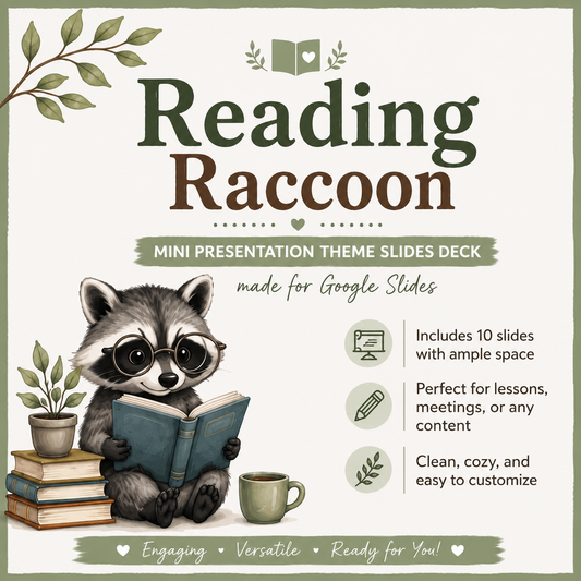 Reading Raccoon Mini Presentation Theme Slides Deck