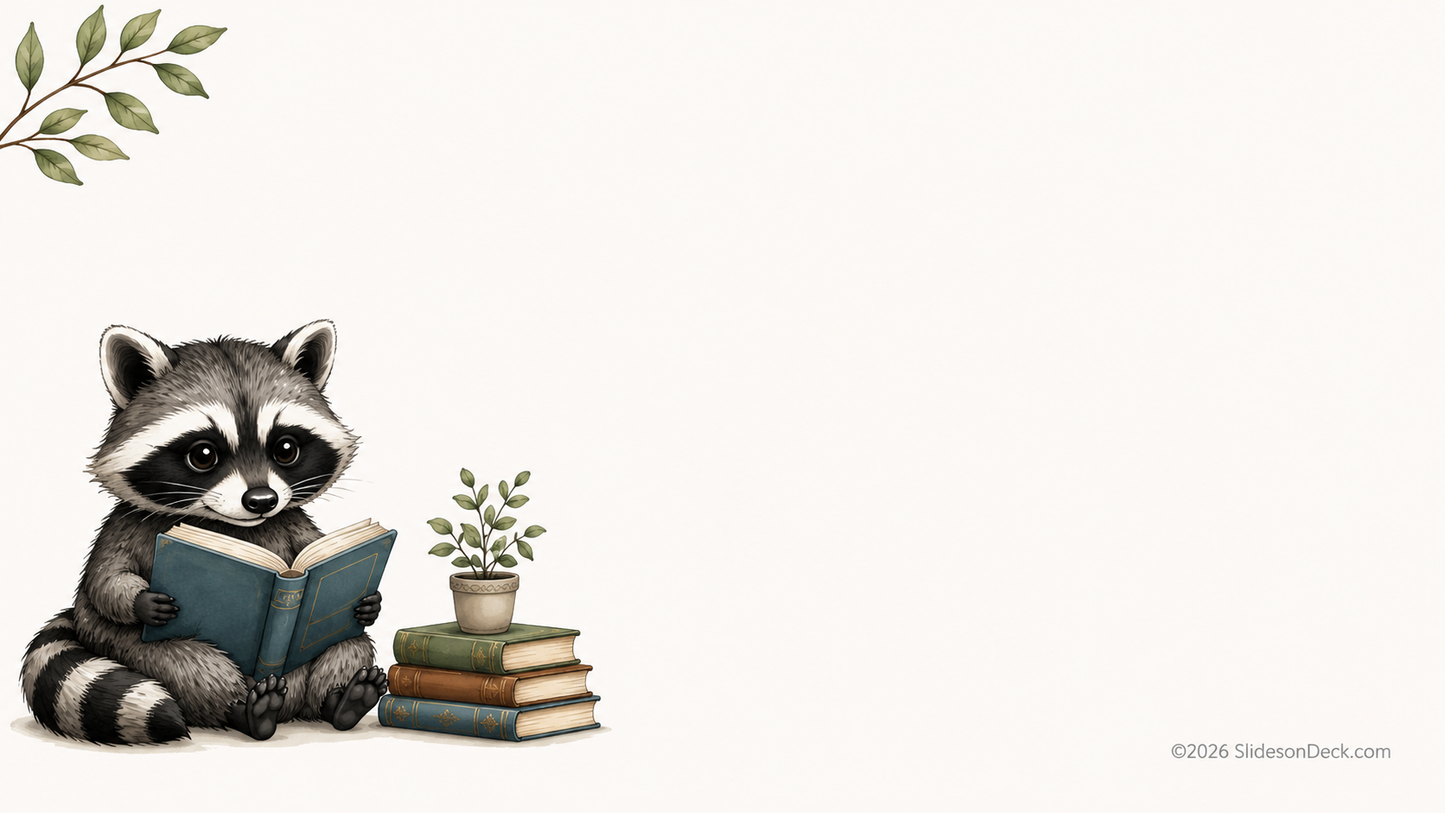 Reading Raccoon Mini Presentation Theme Slides Deck