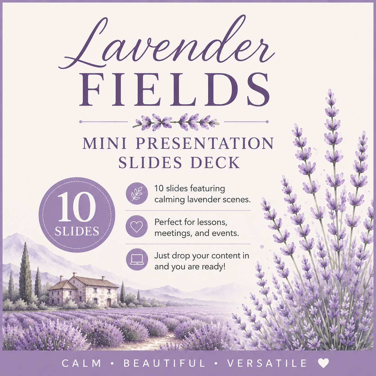 Lavender Fields Mini Presentation Theme Slides Deck