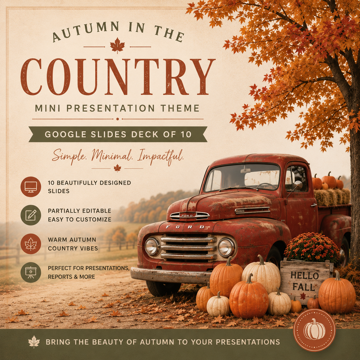 Autumn in the Country Mini Presentation Slides Deck