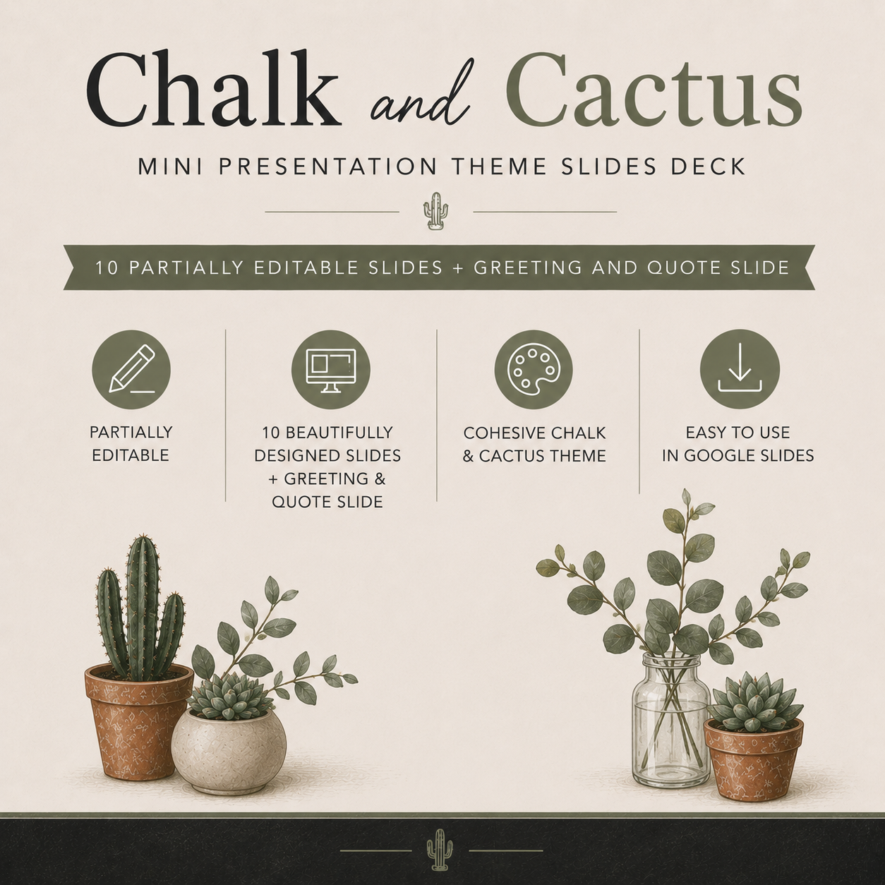 Chalk and Cactus Mini Presentation Theme Slides Deck