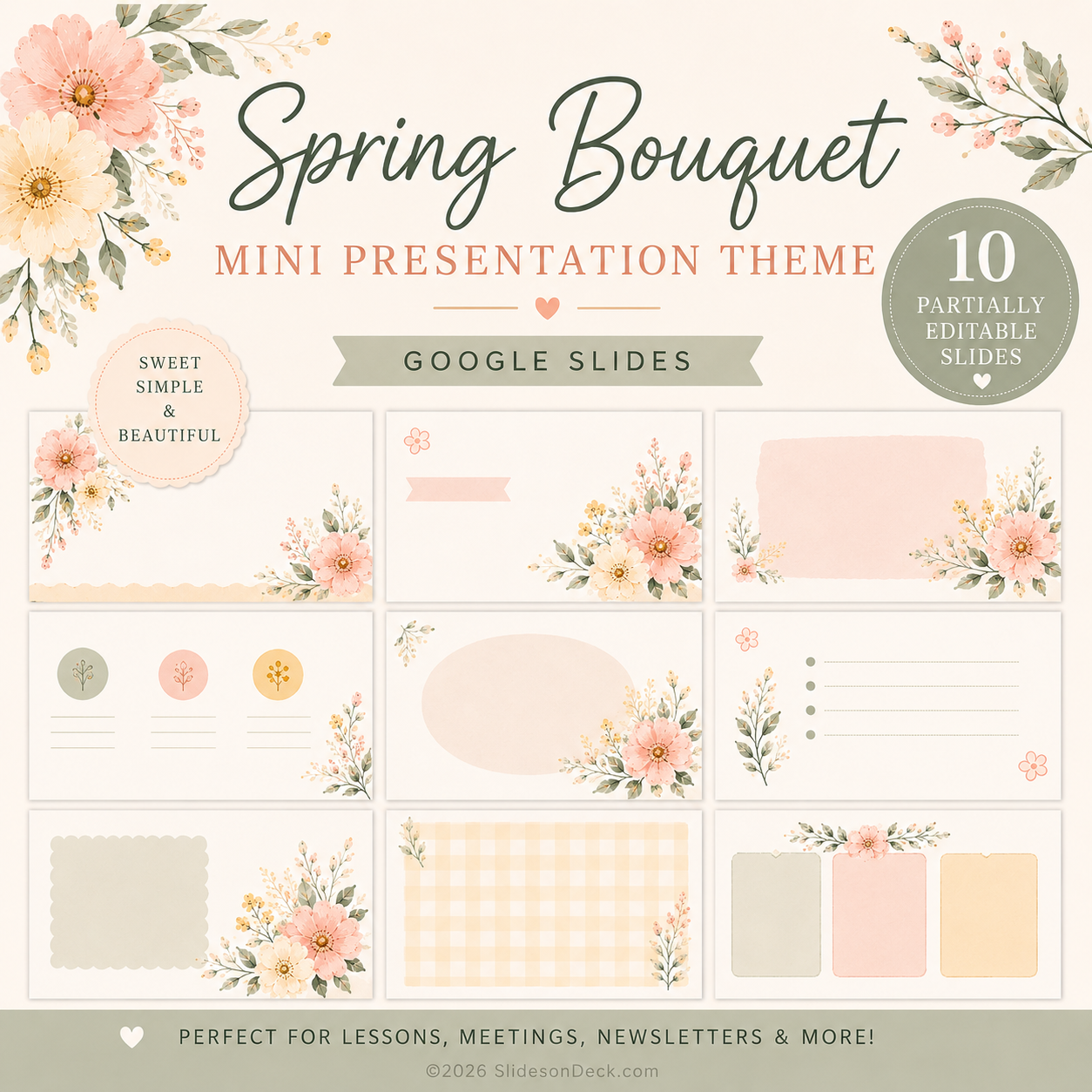Spring Bouquet Mini Presentation Slides Deck