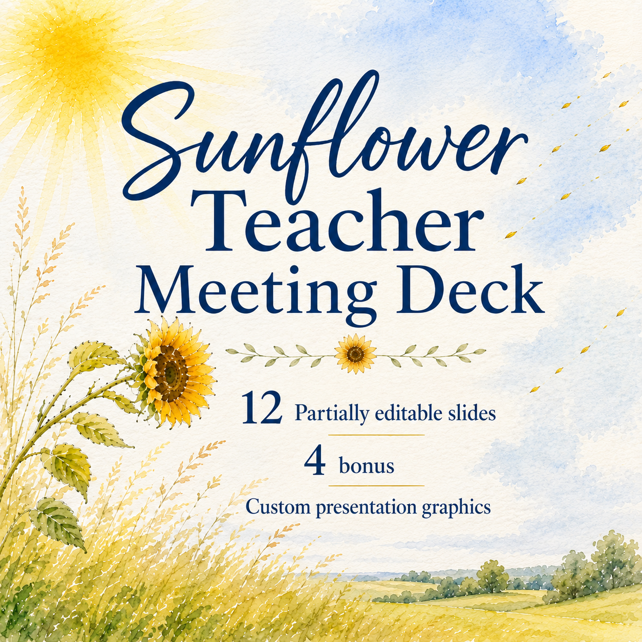 Sunflower Teacher meeting Google Slides Deck