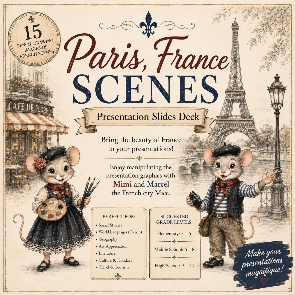 Paris, France Scenes Presentation Theme Slides Deck