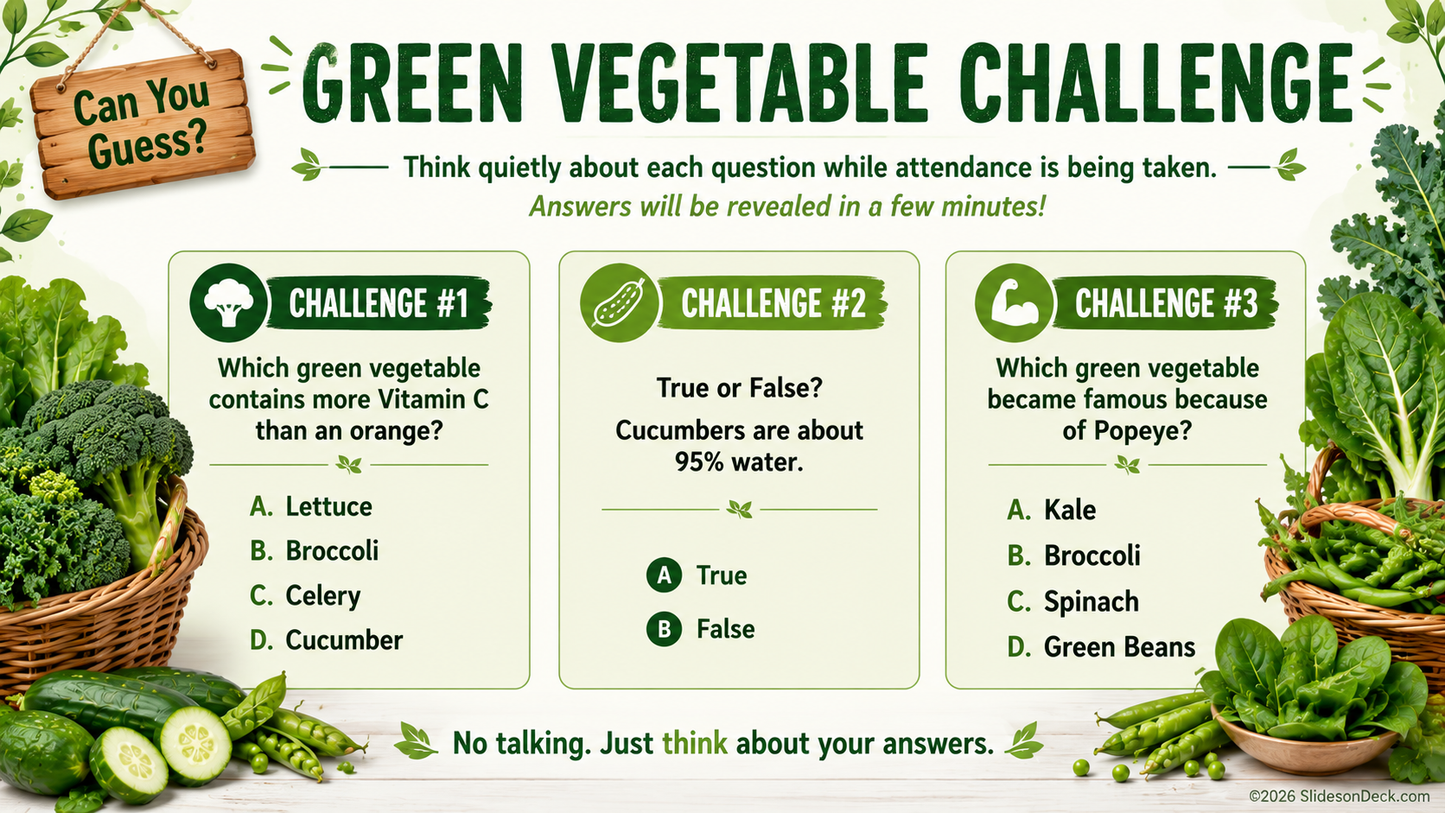 Green Vegetable Lesson Framework Google Slides Deck