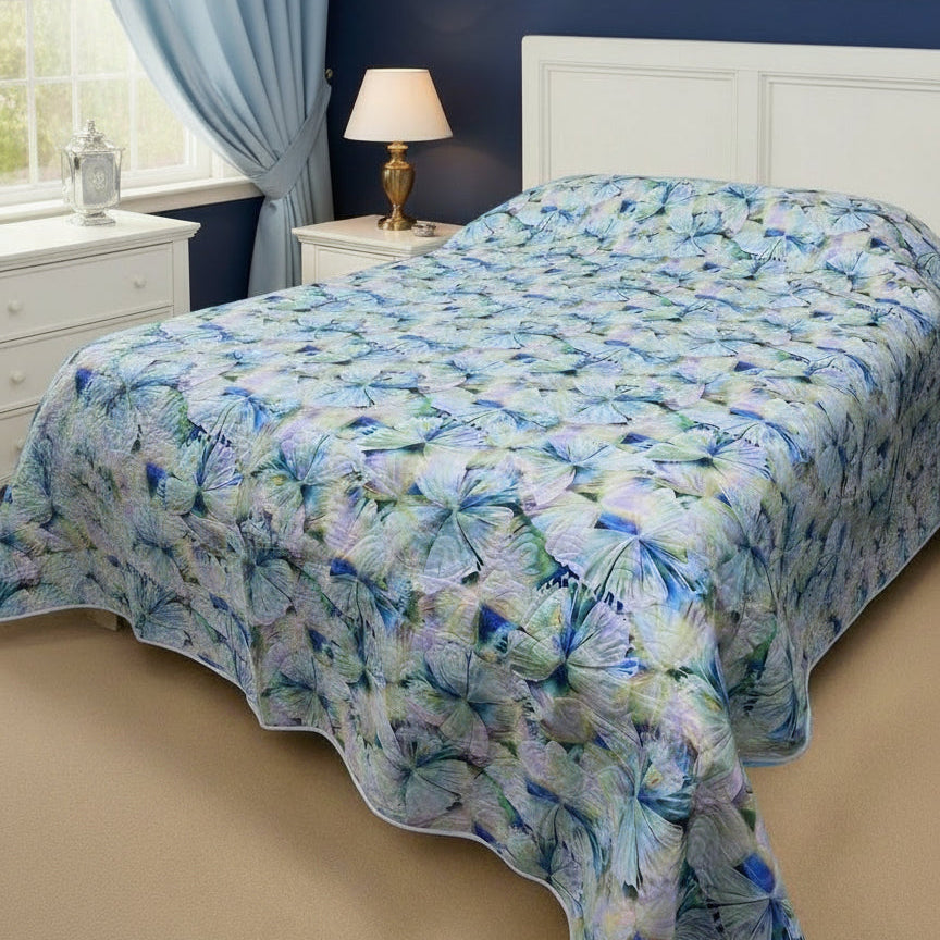 Butterfly and Flowers King Bedspread