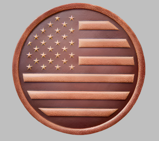 (130) Coaster -Leather American Flag