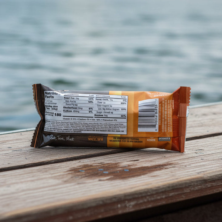 Defender bar lightly sweetened with semi-sweet chocolate chips and coconut