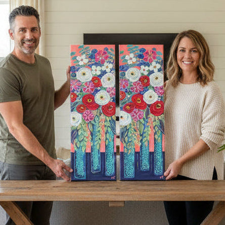 Vibrant Floral Diptych
