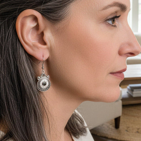 Fancy bullet casing earring on French wire