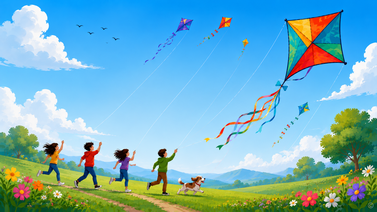 Flying Kites Presentation Theme Google Slides Deck