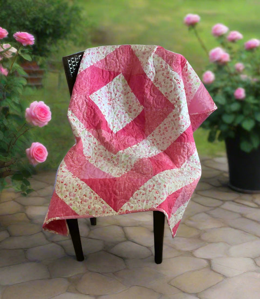 (503) Bright Pink Baby Quilt 46" x46"