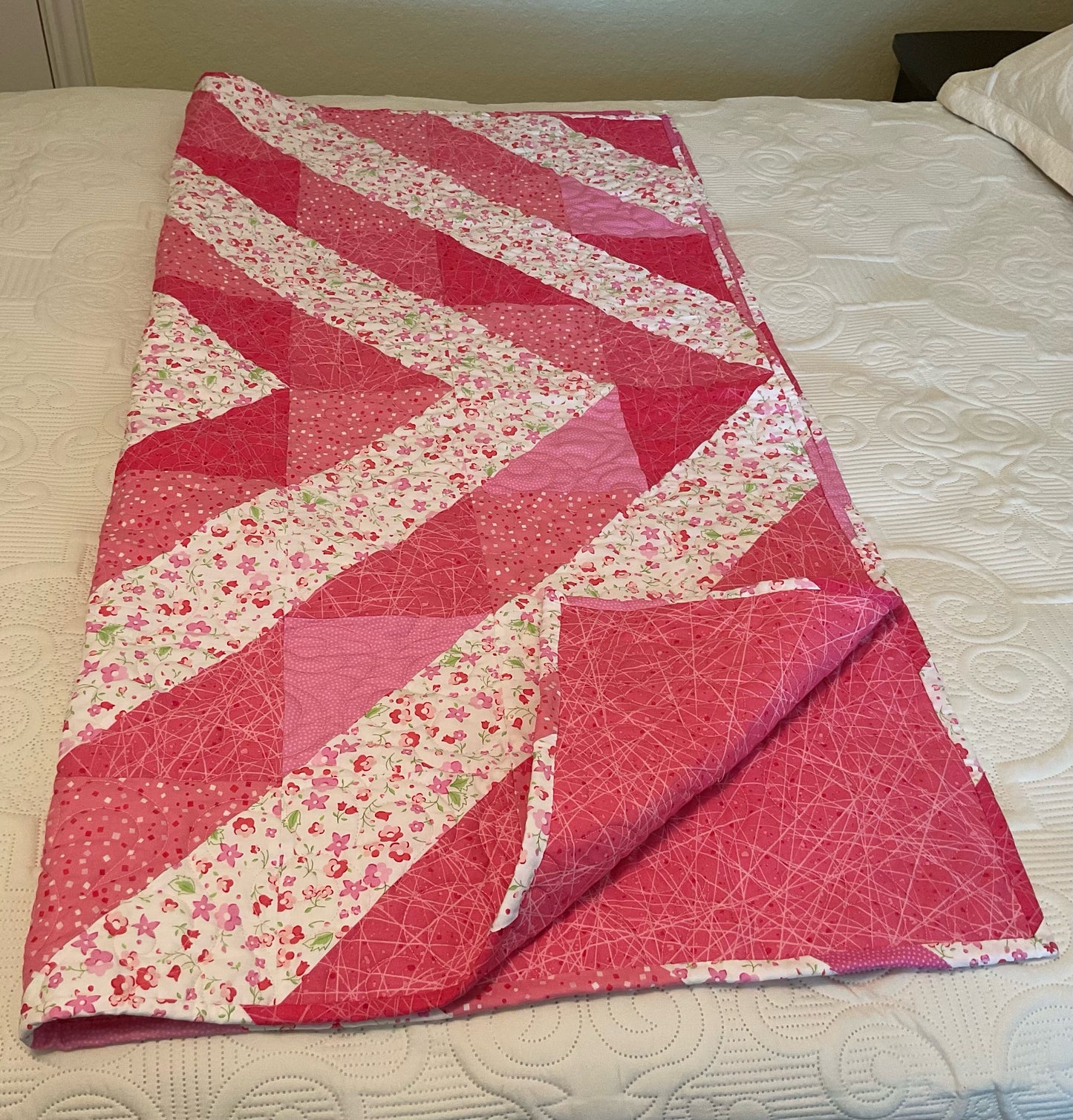 (503) Bright Pink Baby Quilt 46" x46"