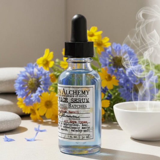 Bottle with dropper on a wooden surface