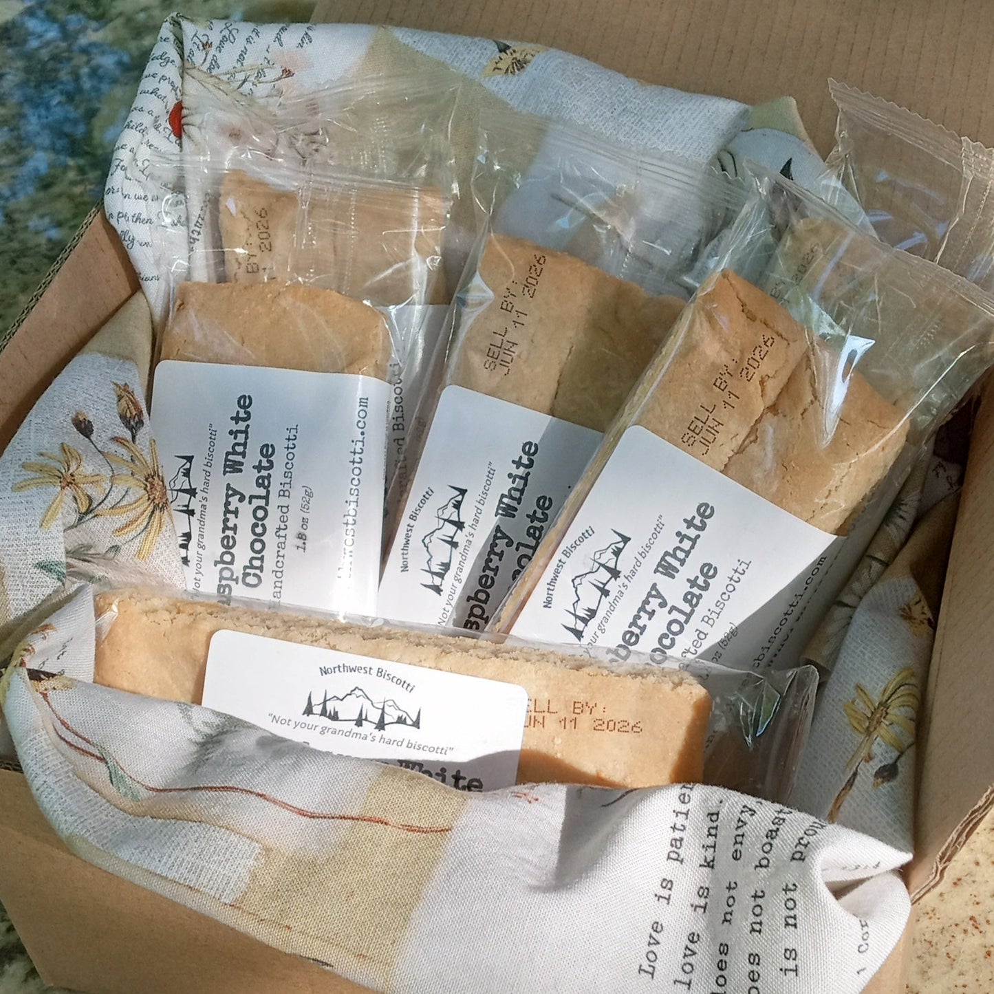 Raspberry White Chocolate Biscotti 6-pack