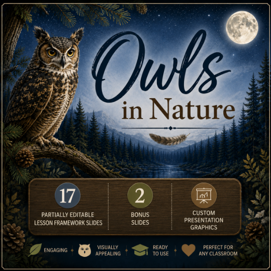 Owls in Nature Lesson Framework Google Slides Deck