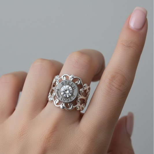 9mm Filigree Bullet Ring