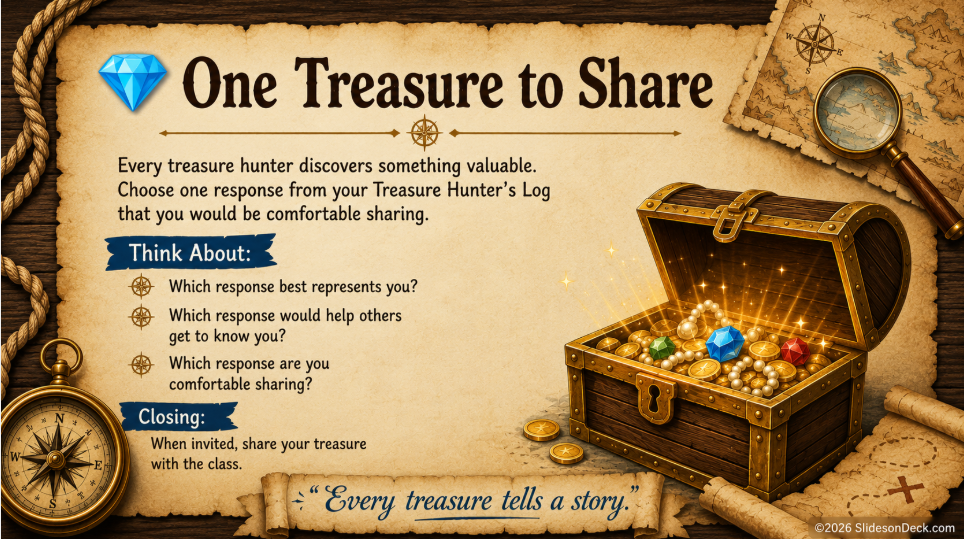 Treasure Hunter First Week of School Google Slides Deck