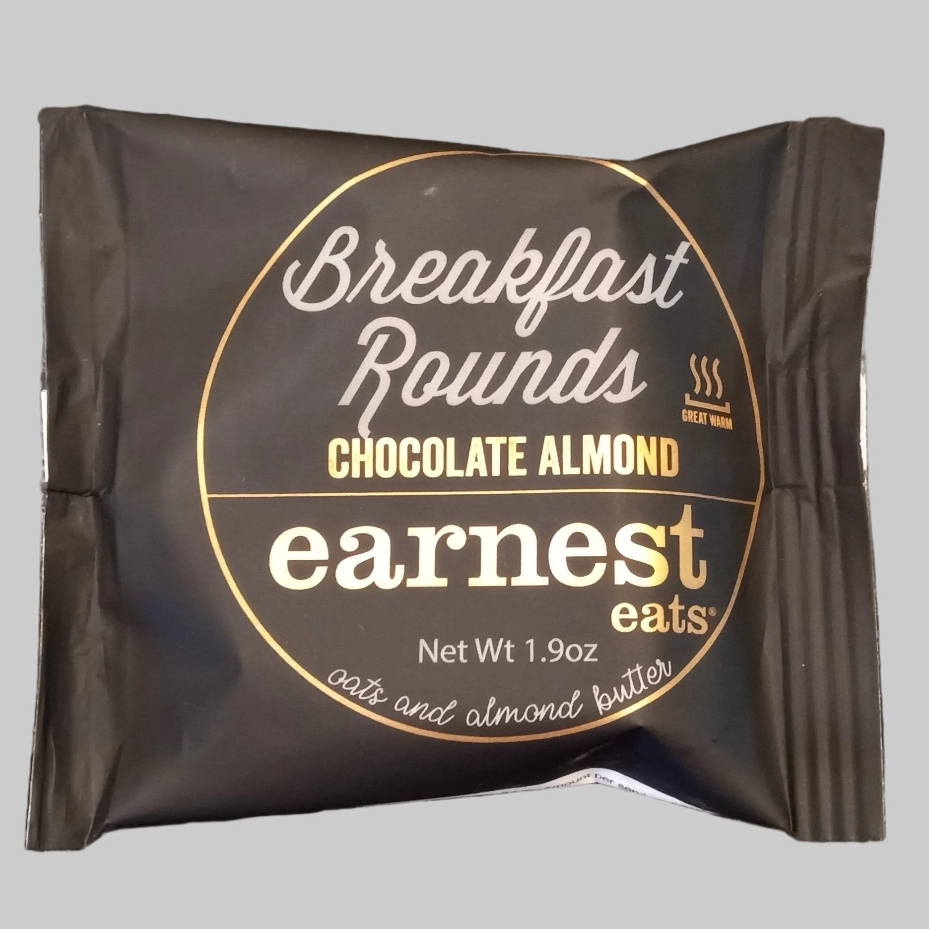 Dark chocolate almond package on a granite countertop