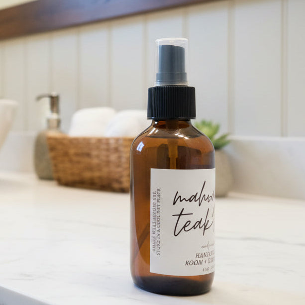 Bottle with a label on a textured surface