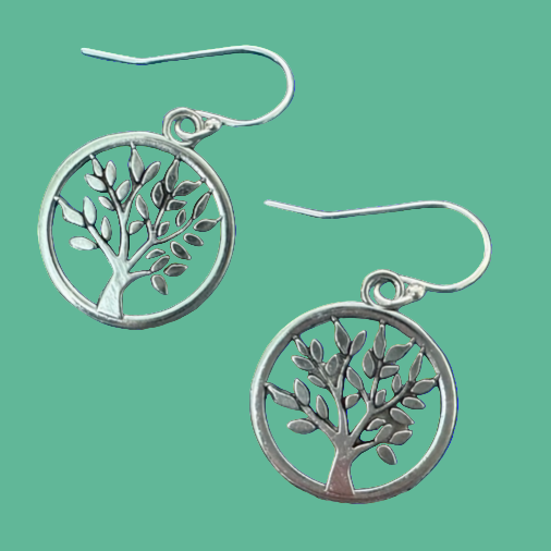 (152) Belva Ann Silver Tree Earrings