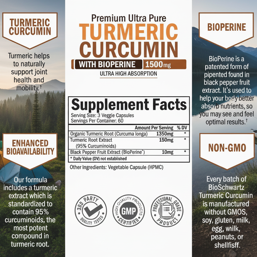 Turmeric Curcumin with Bioperine label