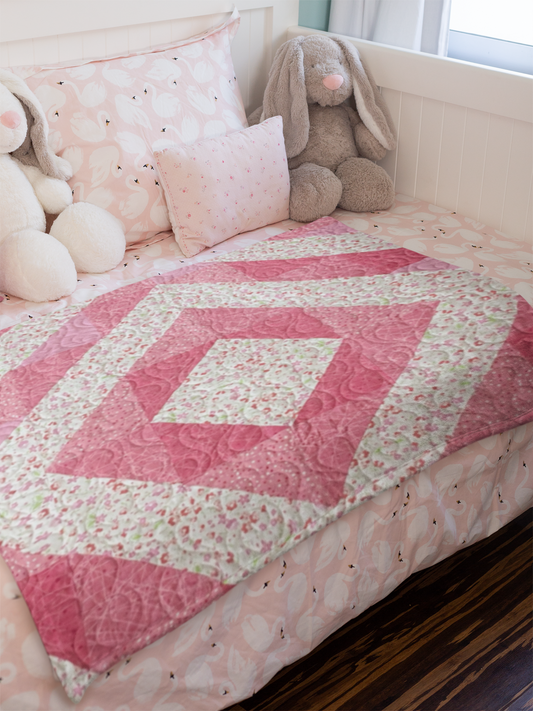 (503) Bright Pink Baby Quilt 46" x46"