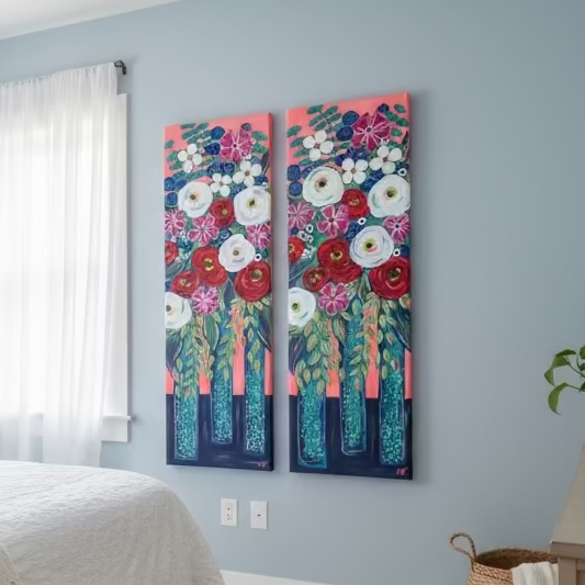 Vibrant Floral Diptych