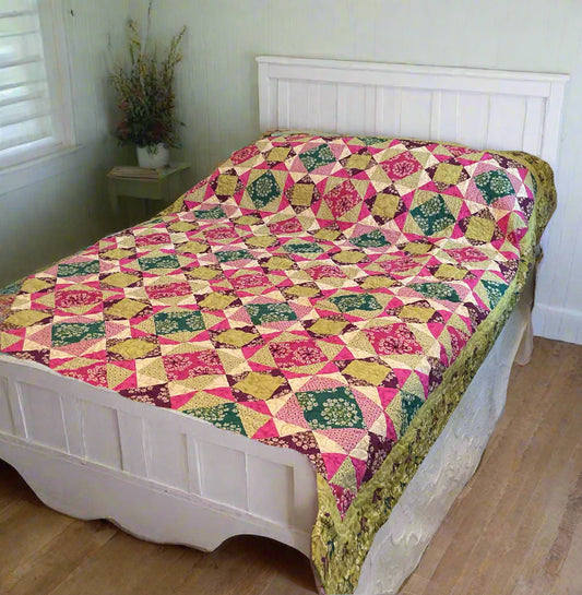 (501) Vibrant Modern Geometric Throw Quilt 63"x78"