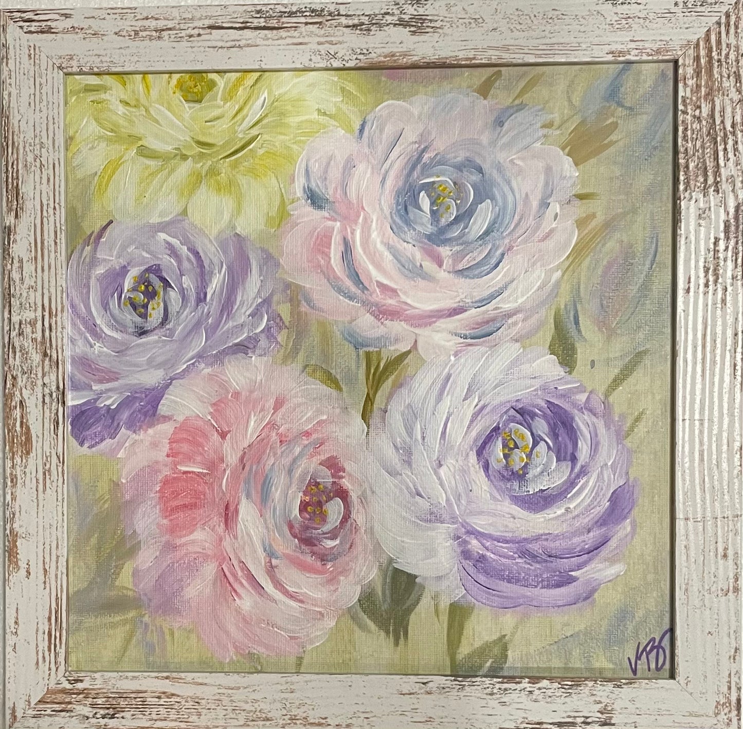 Pastel Rose Garden 10X 10 Acrylic Painting