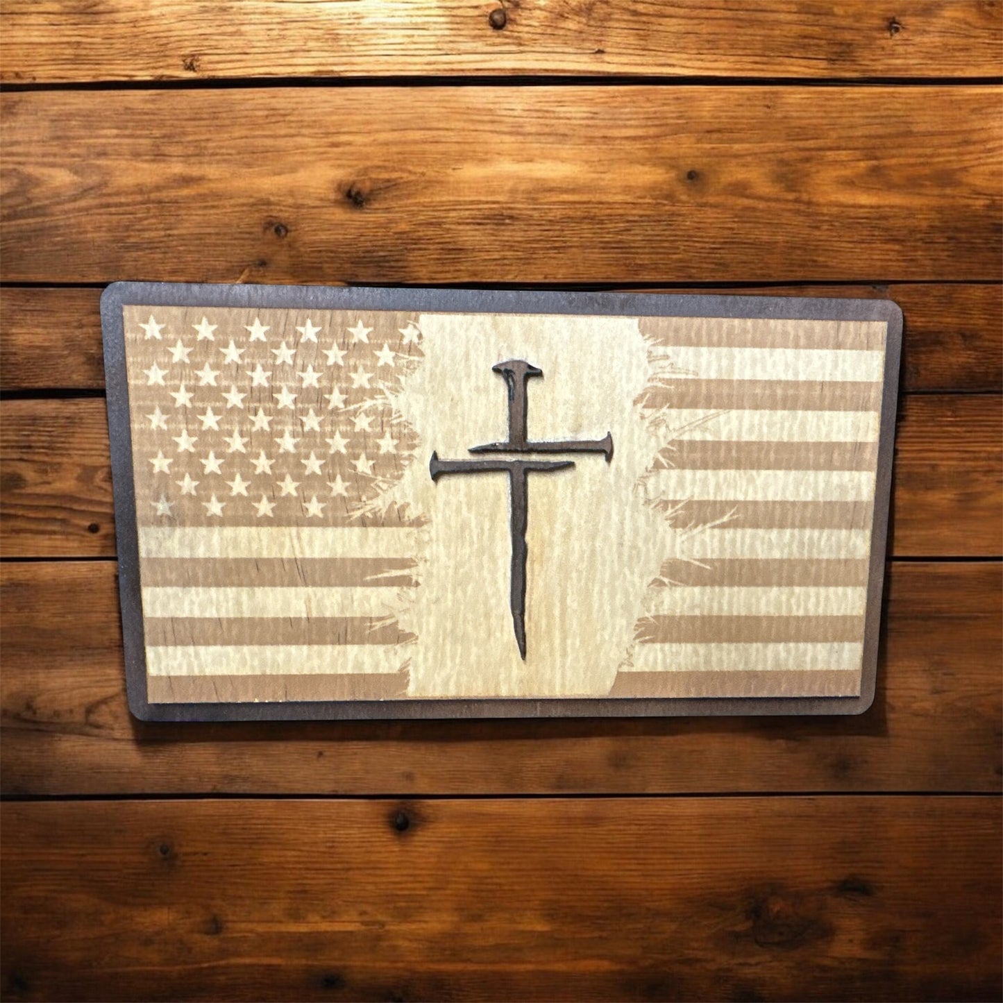 Faith & Freedom Layered Wood Plaque