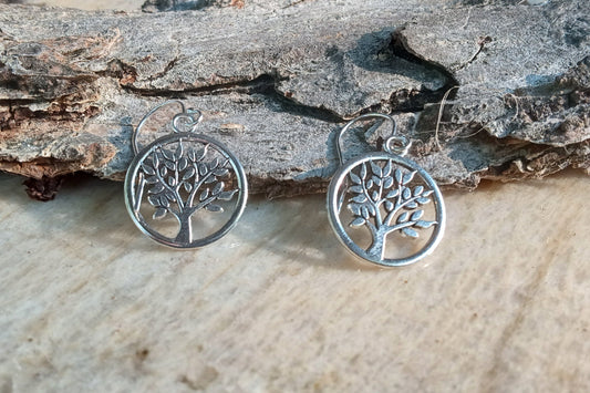 (152) Belva Ann Silver Tree Earrings